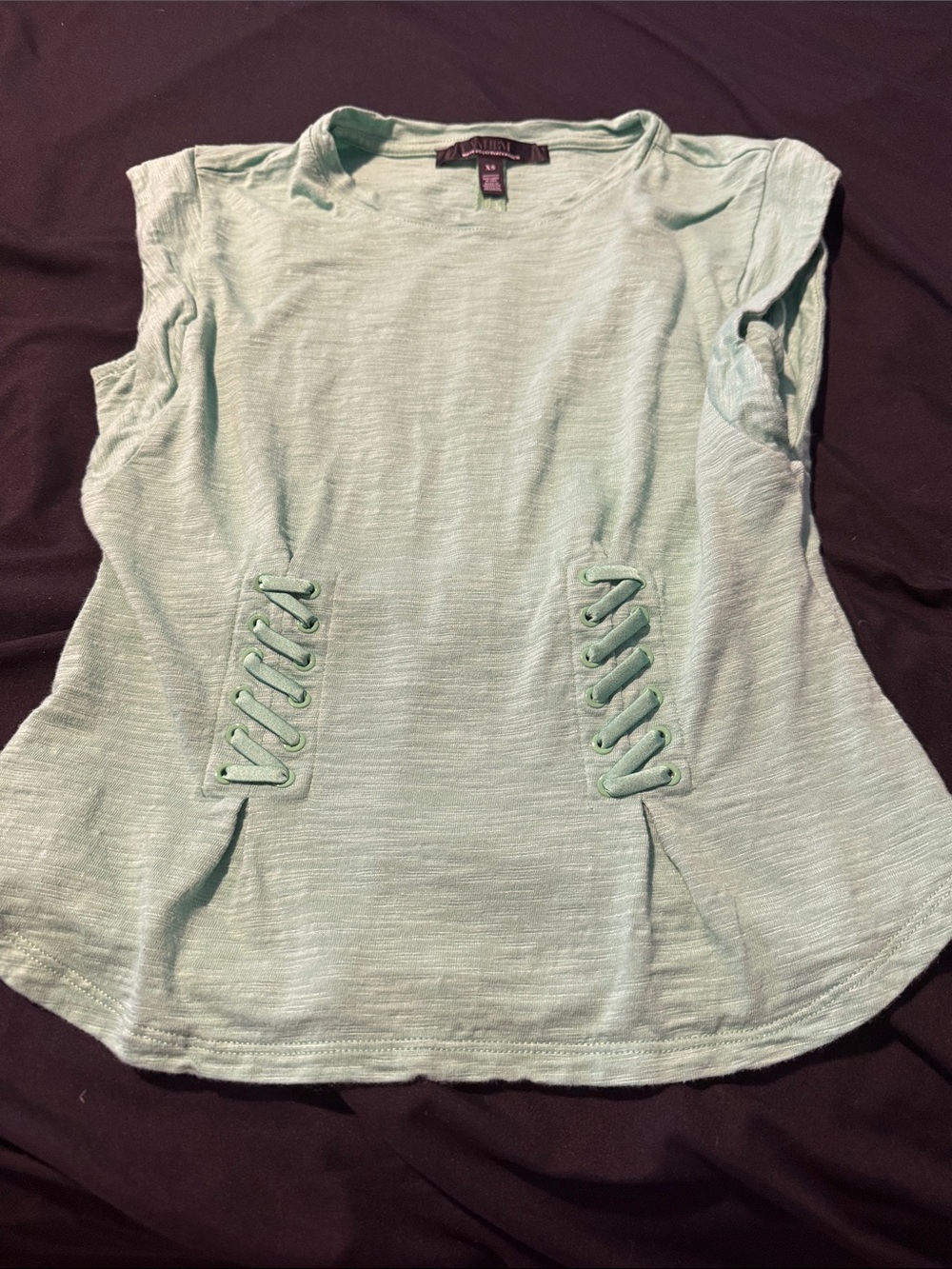 Apt. 9 Mint Green Lace-Up Cap Sleeve Tee